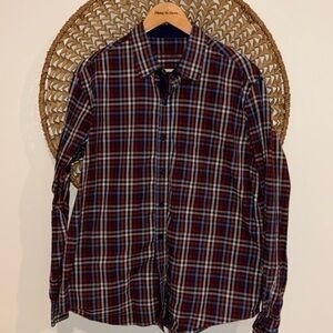 Tasso Elba men’s navy checkered button down size 16.5